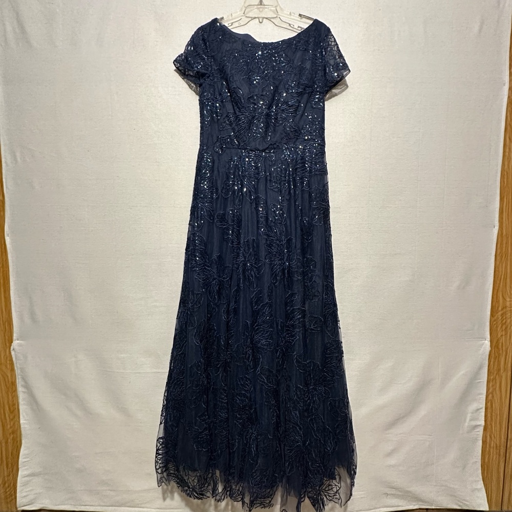 La Femme Midnight Blue Sparkle Maxi Dress - Picture 3 of 10
